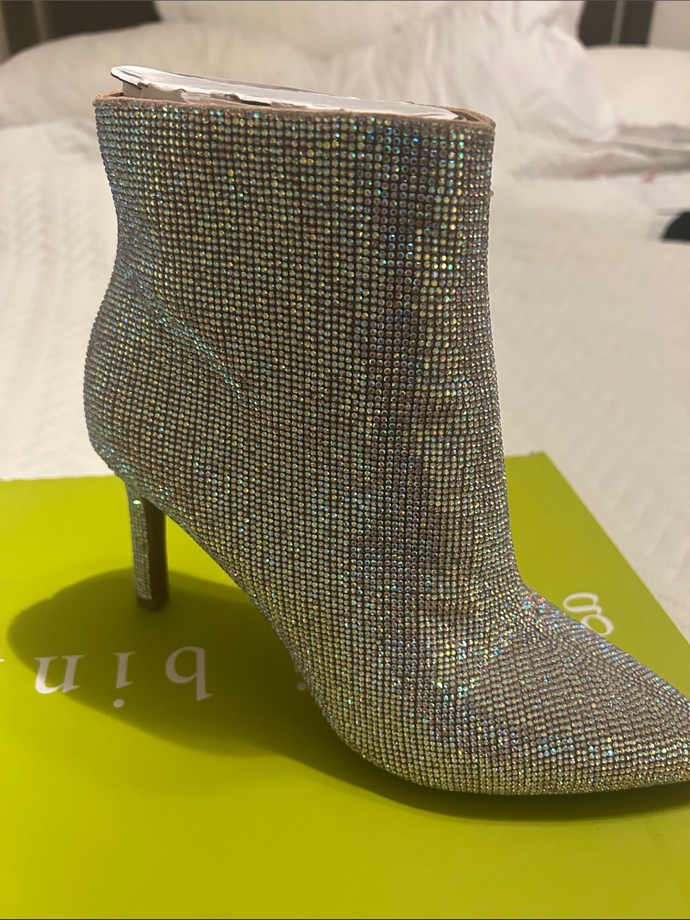 Gianni Bini Silver Crystal Embellished Ankle Bootie